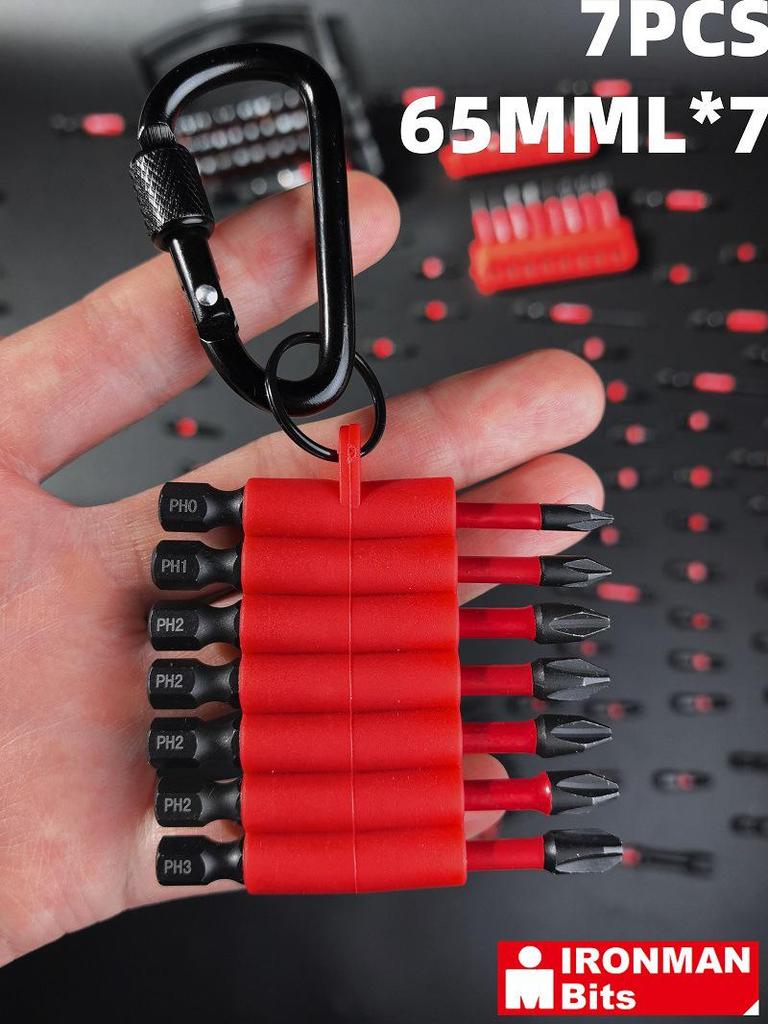 Black S2 Magnetic Sleeve Screwdriver Bit Set with Storage Strip