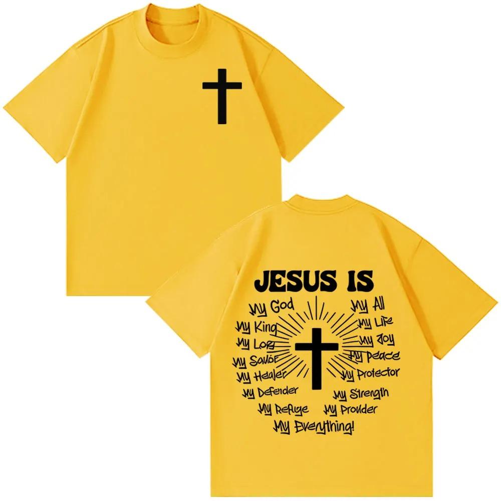 2026 Jesus Is God Jesus Is King Fashion Graphic Tshirt Unisex Vintage T-shirt Short-sleeved  Cotton Hip-hop Oversized T-shirts