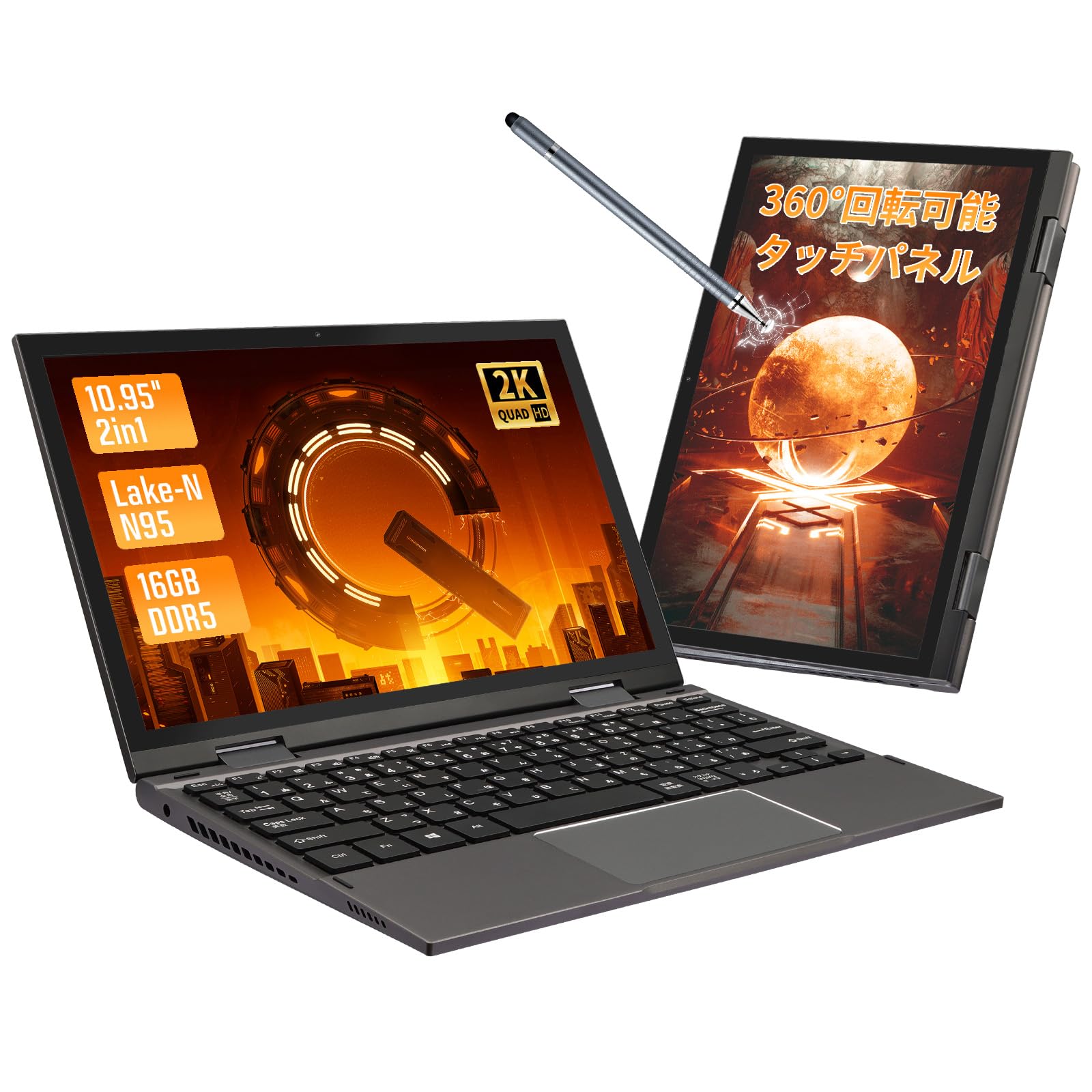 

Touchscreen PC with Japanese Windows 11 with Office 2K 4500mAh Compact N95 Tablet Pen Painting and Factory Setup Celeron 2-in-1 Laptop, 10.95-inch