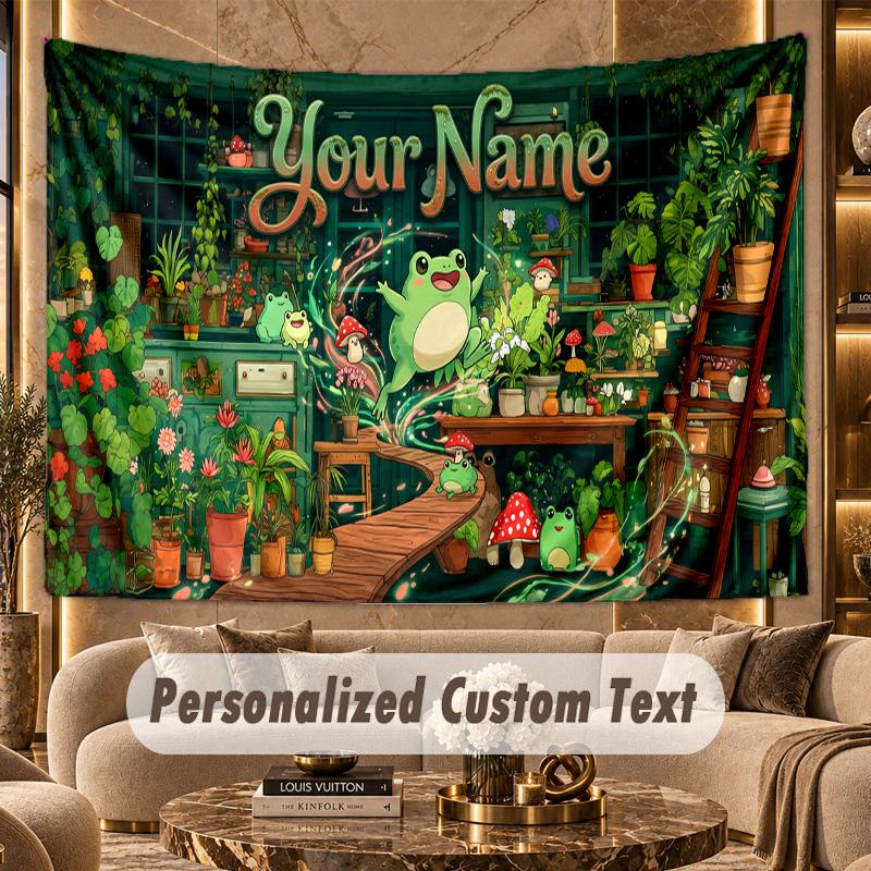Floral Garden (513) Theme Personalized Tapestry Custom Name Text Wall Hanging Tapestry Home Background Decoration