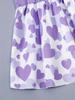 European & American Style Girls' Short Sleeve Heart Print Knitted Dress