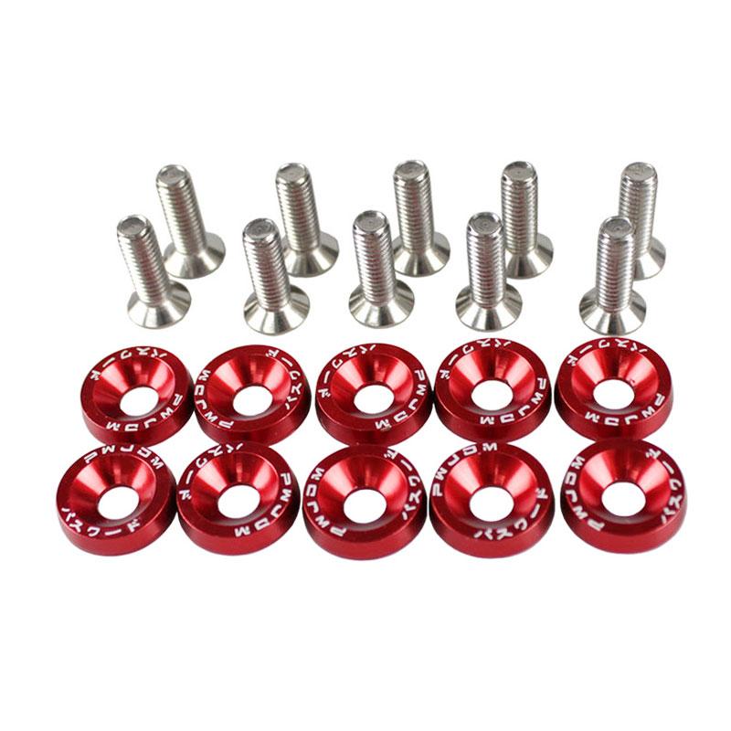 RASTP-Aluminum 10Pcs M6X20 Car Modified Hex Fasteners Fender Washer JDM Bumper Engine Concave Screws For Honda RS-QRF002