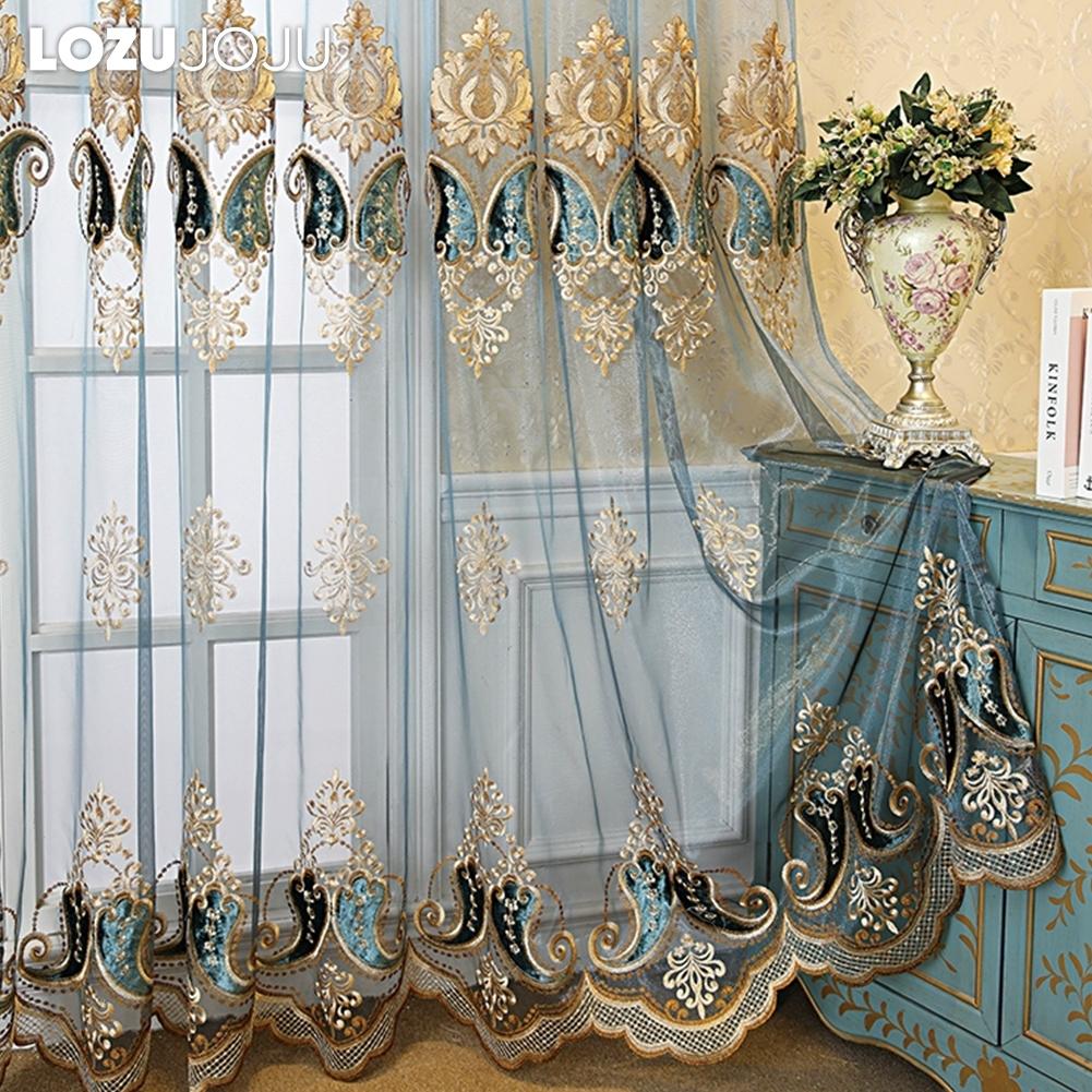 1PC LOZUJOJU 10-20% Blackout European High-end Embroidered Sheer Curtain for Living Room Bedroom Home Decor