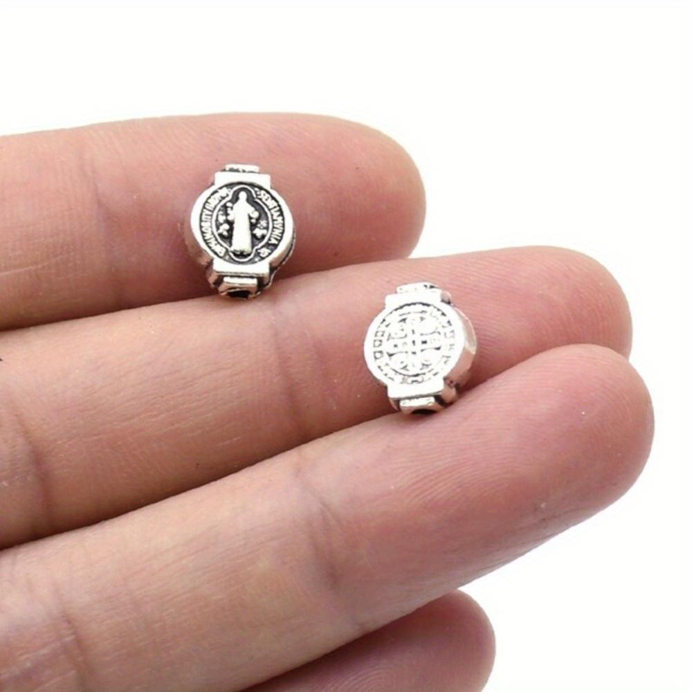 50pcs Vintage Religious Costume Saint Benedict Medal Round Loose Bead Jewelry Making Jewelry DIY Necklace Bracelet Jewelry