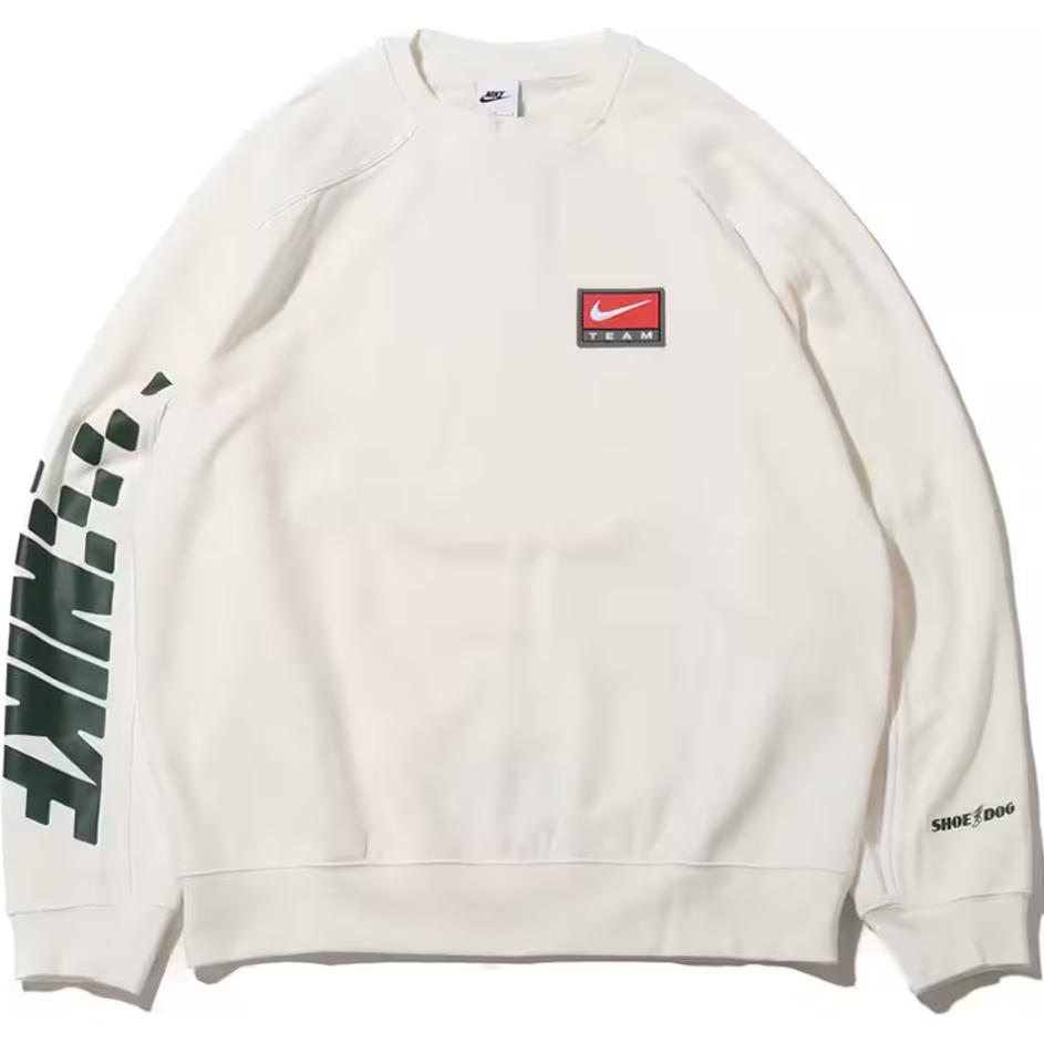Nike Micro Logo Embroidered Letter Crew Neck Pullover Long Sleeve Sweatshirt Men Sweatshirt White FB7261-133 L