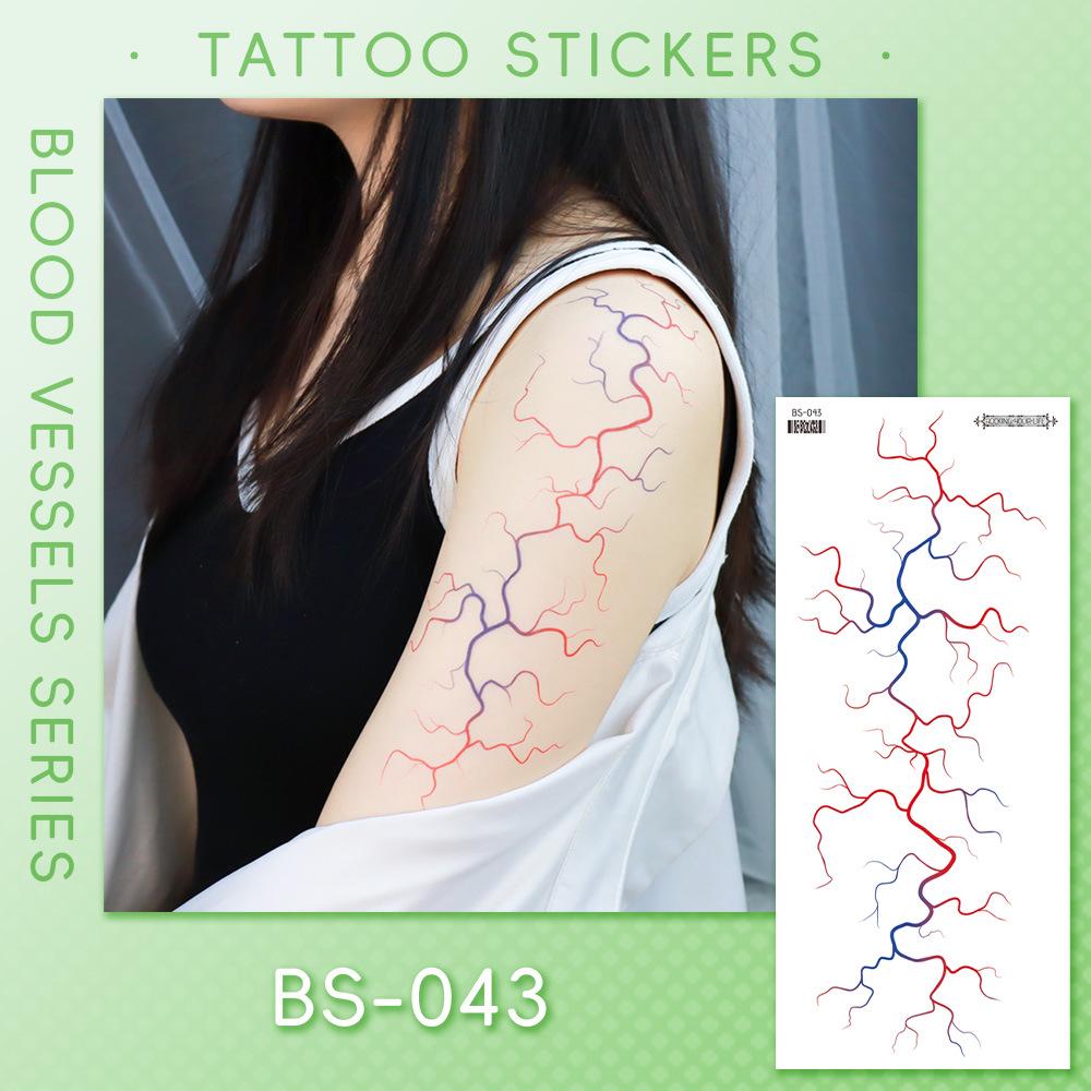 Ricalon Halloween Vein & Lightning Flame Tattoo Stickers, Waterproof & Sweatproof