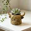 Highland Cow Planter 3D Printed Cute Animal Flower Pot Mini Cow Plant Container for Indoor Outdoor Desk Patio Garden Decor