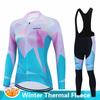Warm 2025 Salexo Winter Thermal Fleece Cycling Clothes Women Jersey Suit Outdoor Bike MTB Clothing Bib Pants Set Ropa Ciclismo