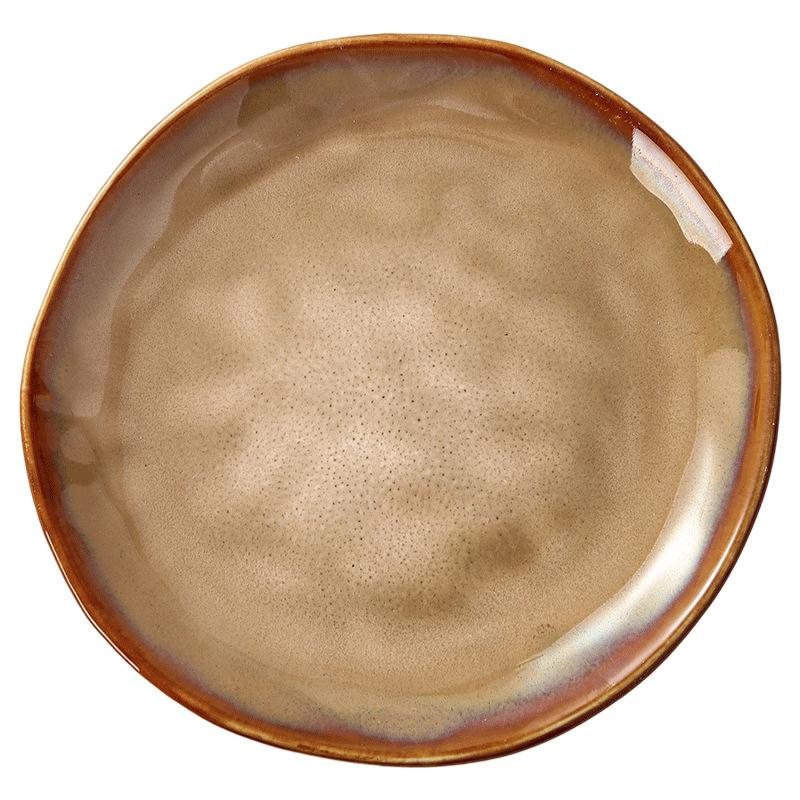 Retro Bowl Set, Special-shaped Large, Medium and Small Bowls, Kiln-changed Ceramic Tableware Creative Hotel Steak Plate