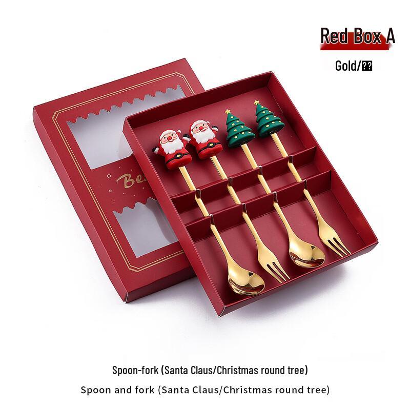 Christmas Themed Stainless Steel Cutlery Set 4-Piece Set