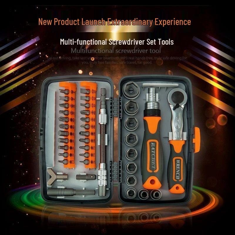 Portable Universal Ratchet Screwdriver and Socket Set for Car Repair