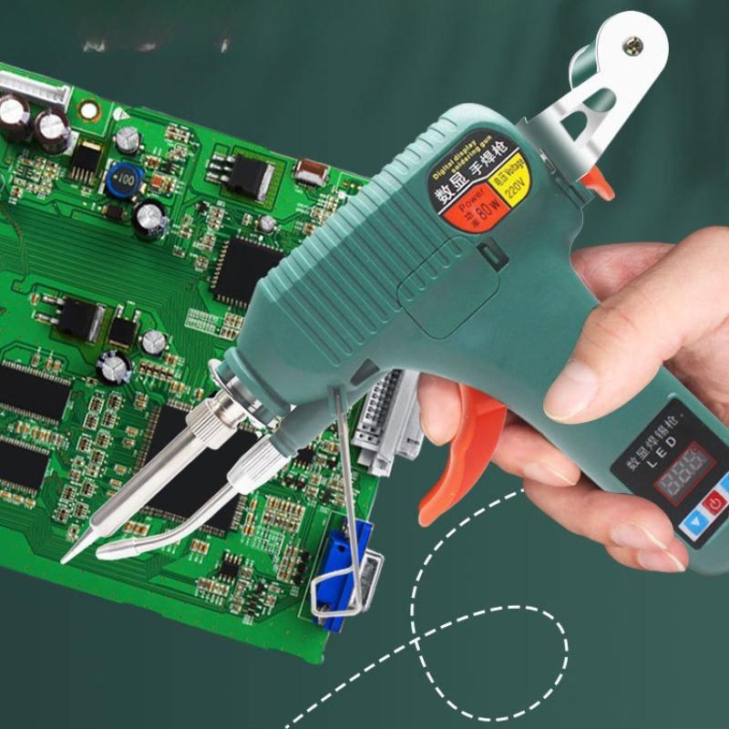 Inner Heating Digital Display Soldering Gun 80W High Power Handheld Automatic Tin Feeding Electric Welding Tool