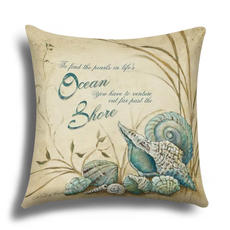 Linen Pillowcase, Marine Life Printing Cushion Cover 40x40 50x50 60x60, Suitable for Bed Car Sofa, Pattern Can Be Customized