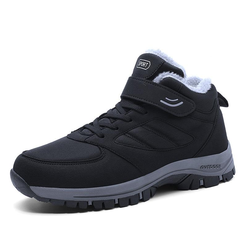 Winter High-top Velvet Warm Cotton Shoes Medium Walking Shoes Leather Surface Waterproof and Non-slip Sports Shoes
