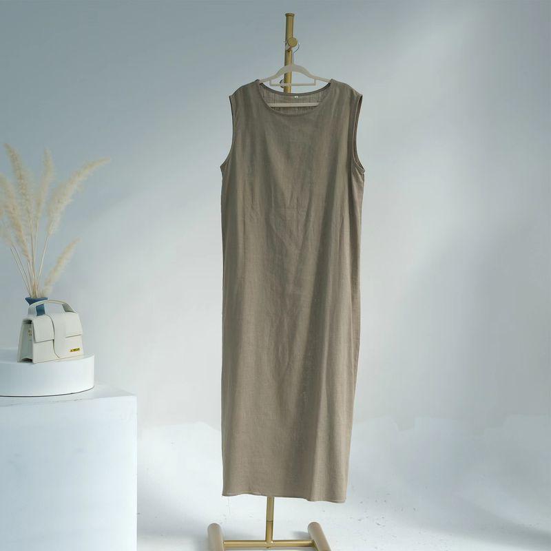 

Middle East Ethnic Turkish Solid Cardigan Robe Dress Solid Color Cardigan Dress Khaki Interior Skirt 2XL