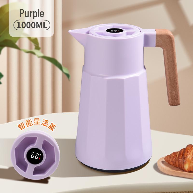 Large-Capacity Insulated Kettle with Wooden Handle and Smart Temperature Control