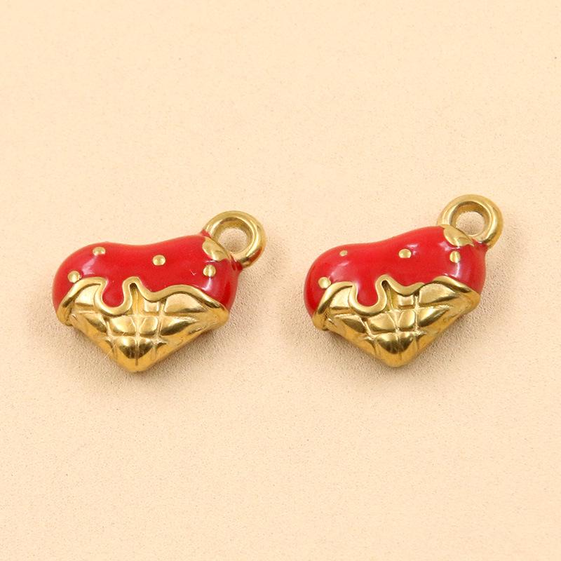 3 Styles DIY Heart Crown Enamel Charms: Stainless Steel Drip Oil Gold Pendants