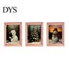 Holiday Decor Magnets 3Pcs LED Glowing Christmas Fridge Magnet, Wooden Frame Refrigerator Magnetic Decoration for Kitchen Cabinets Whiteboards Lockers