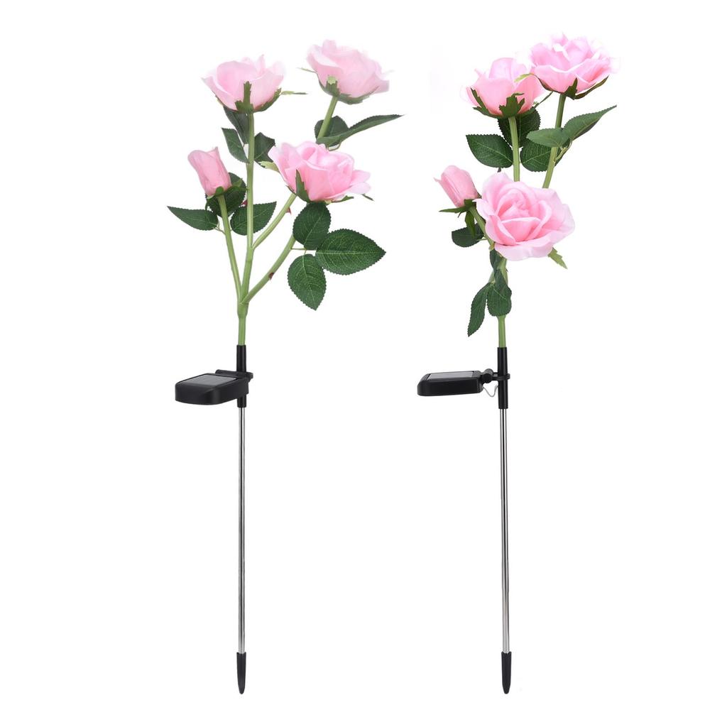 Solar Rose Light 4 Head IP65 Waterproof Decorative LED Flower Landscape Lamp for Garden