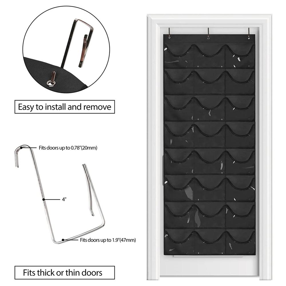 T1 Baseball Hat Rack for Wall Door, Visible Hat Holder with 3 Hooks and 24 Deep Pockets, 1 Piece