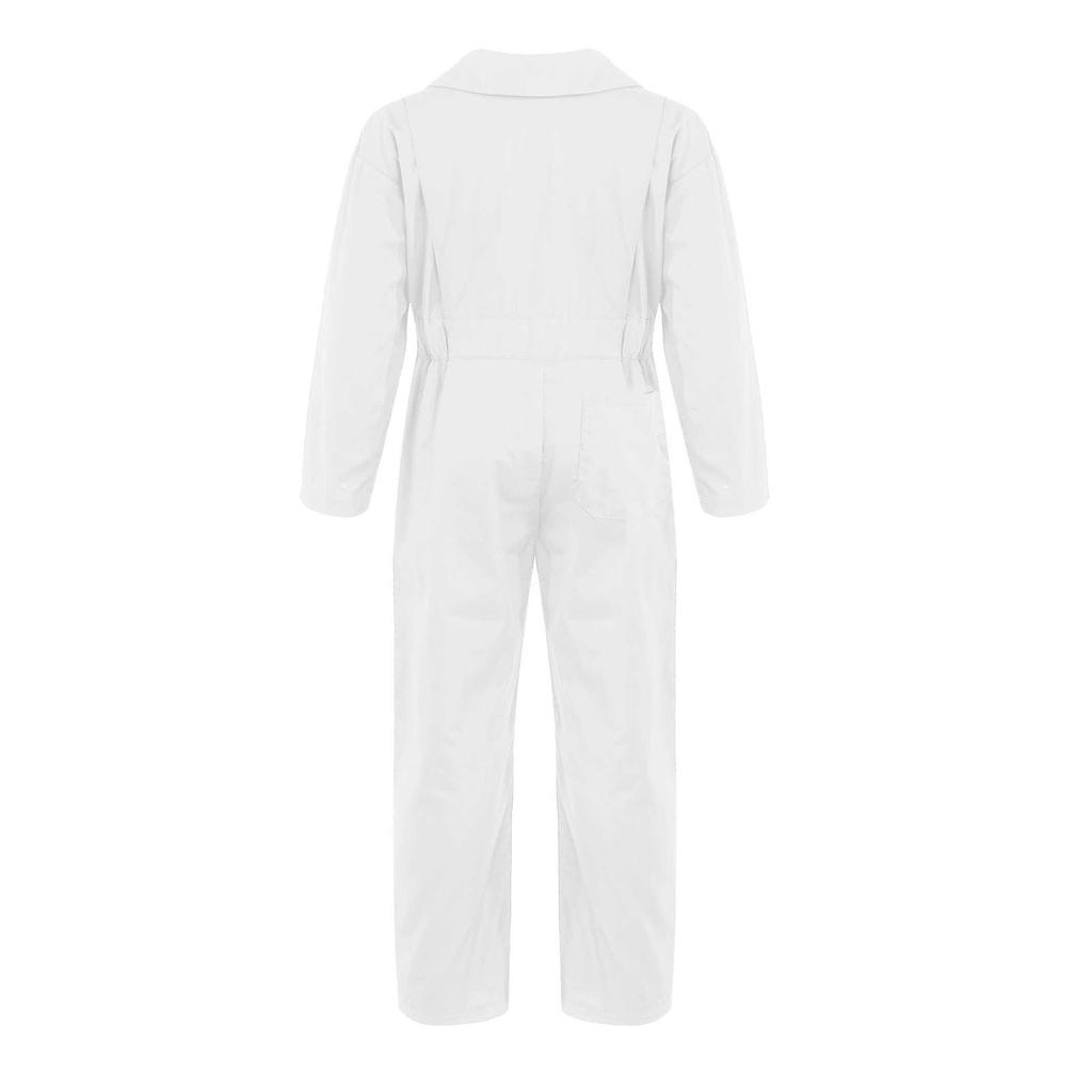 Kinder Jungen Langarm Overall Jumpsuit Umlegekragen Frontreißverschluss Einfarbig Stilvolles Outfit