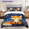Fuchs-Muster Bettwäsche Steppdecke Set Bettbezug Kissenbezug Heimdekoration Geburtstagsgeschenk (1 Bettbezug + 2 Kissenbezüge, ohne Füllung)