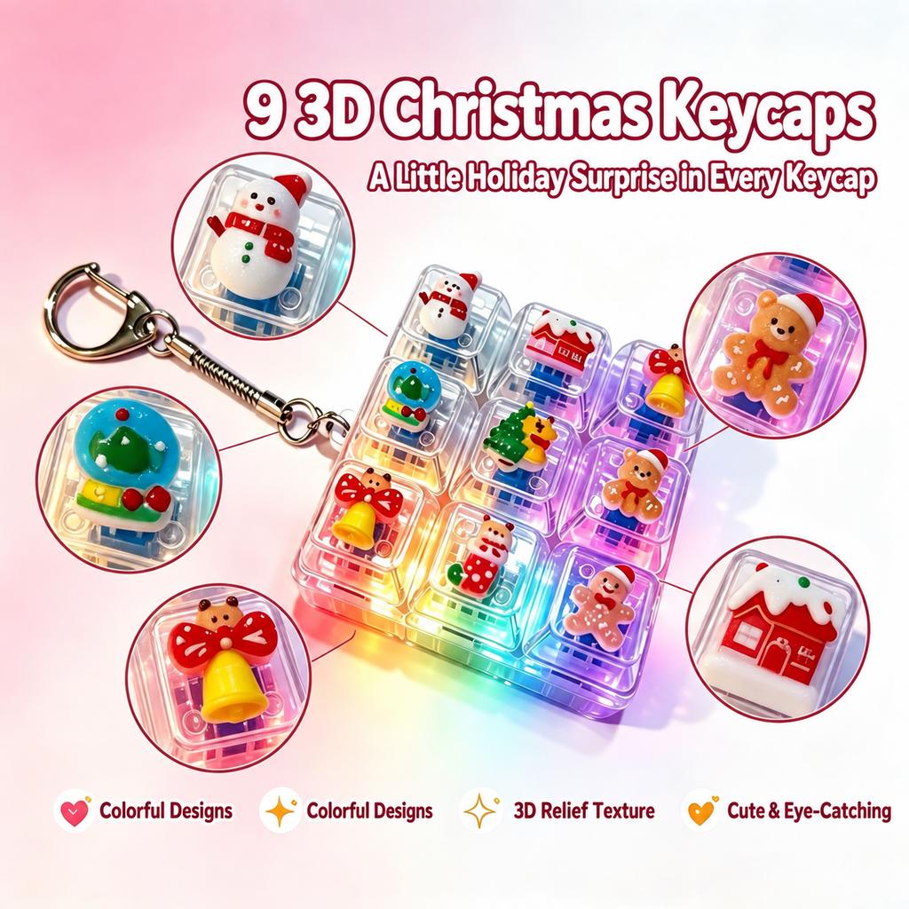 Portable Keychain Rgb 7 Color Gradient Anxiety Relief Fidget Clicker Crisp Clicking Christmas Themed Fidget For Stress