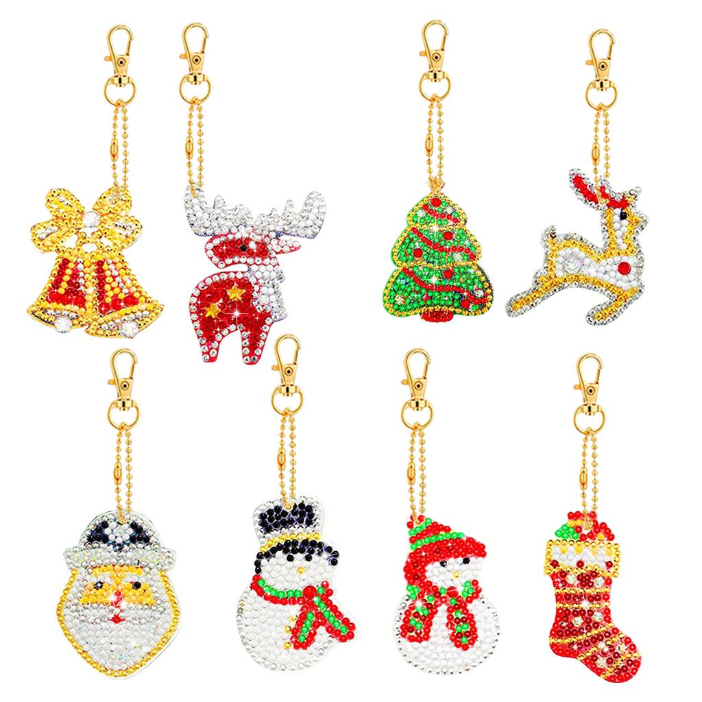 Special-Shaped Brick Diamond Painting Keychain Diy Christmas Series Cartoon Decorative Small Pendant