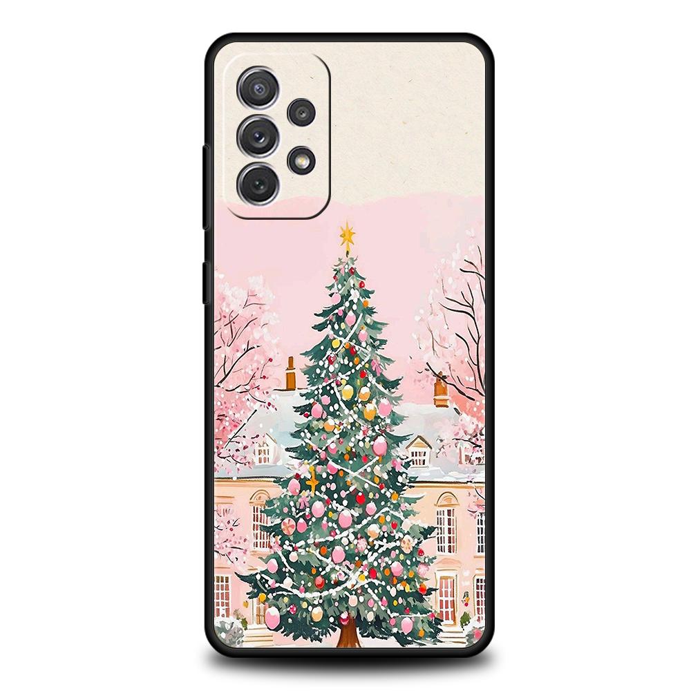 Phone Case for Samsung Galaxy A55 A53 A52 A52S A51 A41 A35 A32 A25 A23 A15 A13 Soft TPU Merry Christmas Beautiful Winter Snow