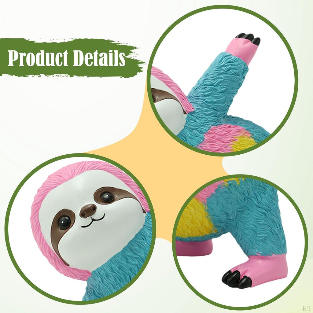 Sloth Figurine Decorative Statue Art Craft Tabletop Ornament Animal Sculpture for Fireplace Table