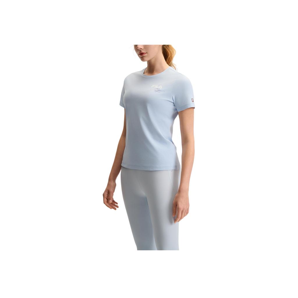 New FILA Fitness T Shirt Women's Flow Cloud Blue A11W521105F-LB