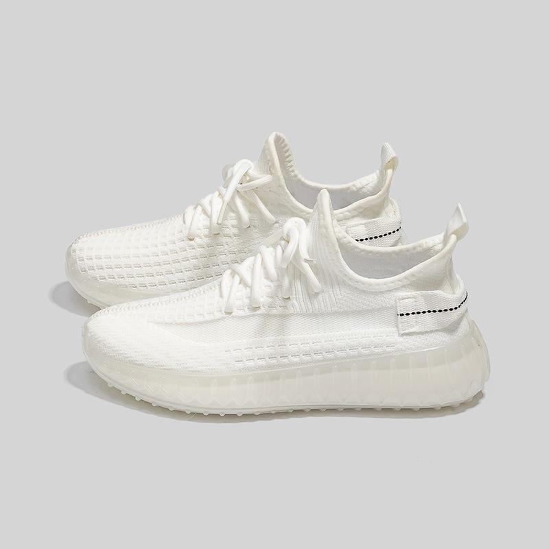 Popcorn versatile fly-woven sneakers men's breathable soft-soled running shoes 2025 spring and summer couple coconut shoes