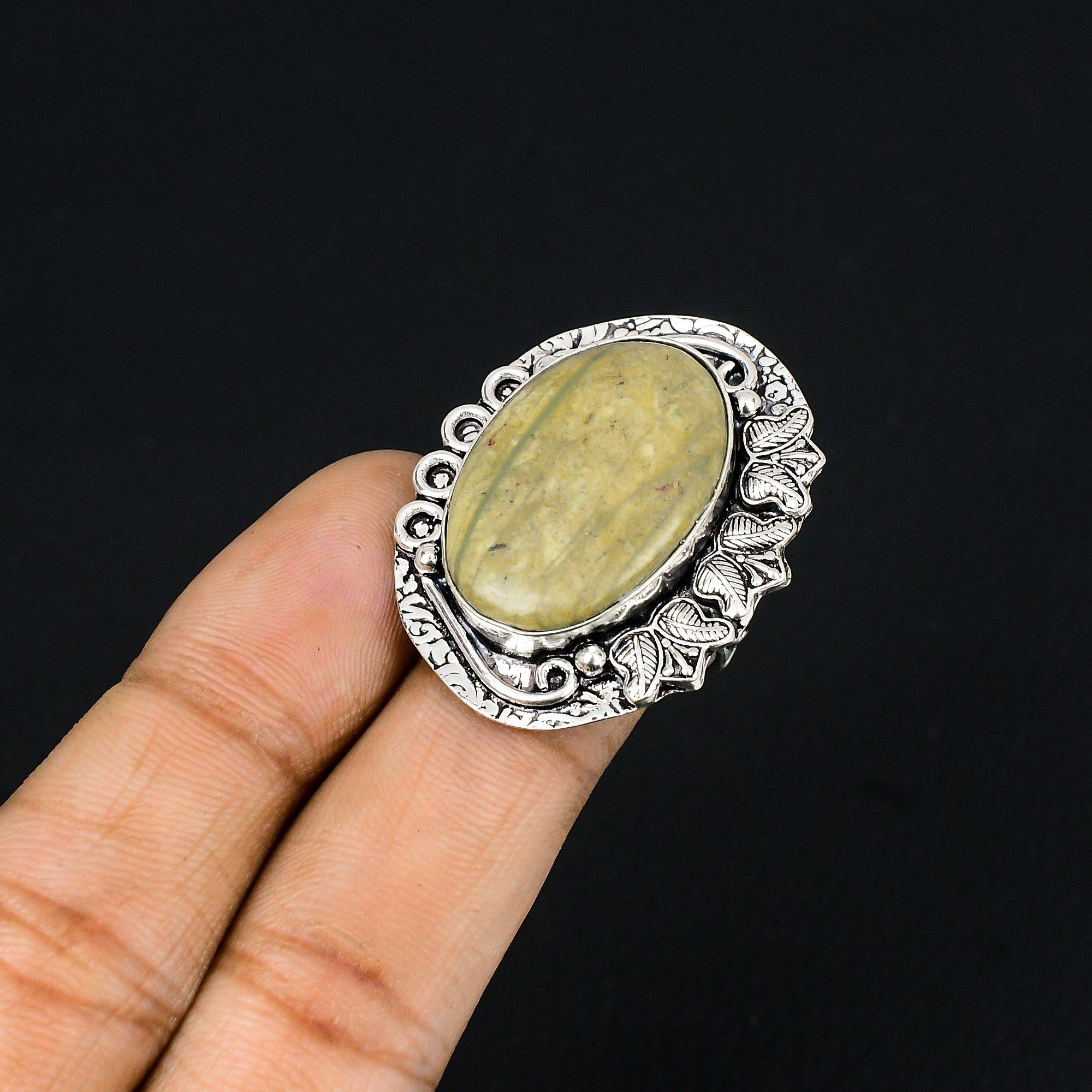 925 Silver Natural Polychrome Jasper Daughter Multi Stone Ring Jewelry Size 7.5 7.5