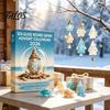 Seasonal Home Party Supplies Coastal Gnome Advent Calendar, 24Pcs Acrylic 2D Sea Glass Ornament Set Halloween Holiday Decoration with Hanging String,