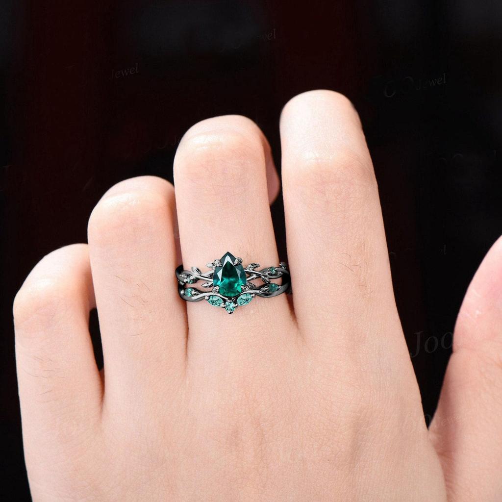 s/Set Fashion Black Gold Color Green Rhinestone Zircon Rings For Women Full Crystal Rings Wedding Engagement Jewelry Gifts