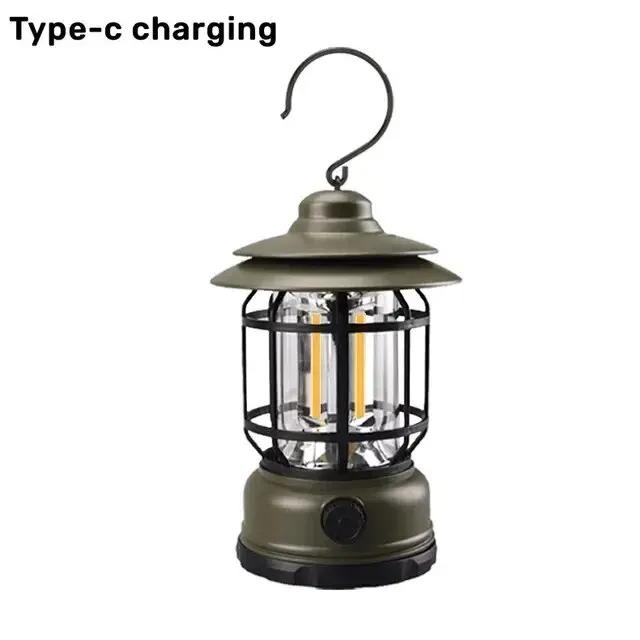 Camping Portable Retro Lantern Vintage Tent Lighting Lantern Decoration Waterproof Outdoor Garden Street Path Lawn Lamp