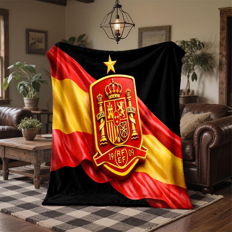 Spain National Football Team Print Flannel Blanket Soft Warm Sofa Bed Throw Blanket For Home Office Bedroom