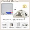 3-4 Double Automatic Pop-Up Tent with Fiberglass Poles Square Oxford Cloth Camping Shelter Quick Setup 3-Second Design