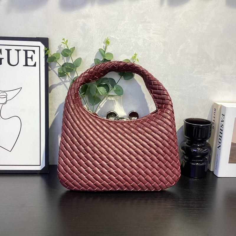 Genuine Leather Vintage Woven Tote Bag Women Structured Square Shape Medium Size Soft Texture Multiple Colors
