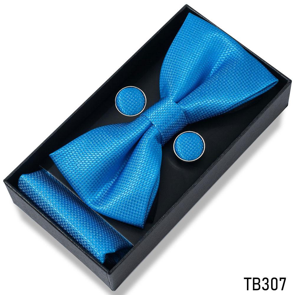 Classic Bowtie Bow Ties for Mens Butterfly Bowknot Pocket Square Cufflinks Suit Set Bussiness Accessories