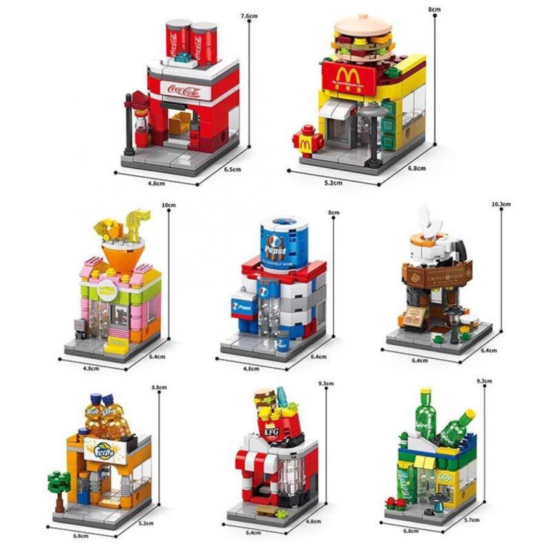 Coke Shop Street View Assembled Block Puzzle City Building Model Children's Gift Toy
