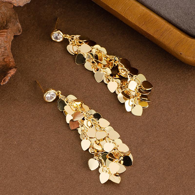 Náušnice s třásněmi a zirkony - Luxusní design kapky vody, všestranné a špičkové.