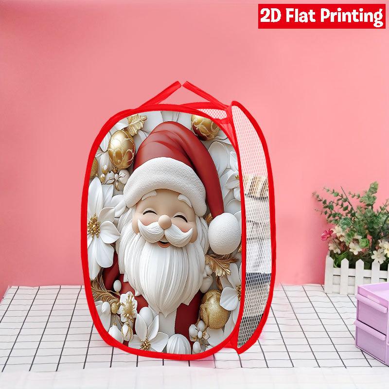 1Pcs Christmas Red Black Plaid Snowman Pop-Up Laundry Hamper Expandable Mesh Hamper Basket for Room Bedroom Bathroom Organization Contemporary Storage