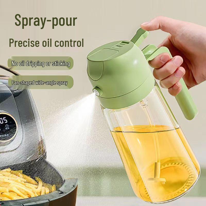 Glass Oil Sprayer & Pourer - 2-in-1 Non-stick Kitchen Oil Bottle
