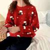 Schneeflocke Christma O-Ausschnitt Pullover Damenmode Langarm Herbst Winter Socken Print Strickpullover Chic Lady Jumper