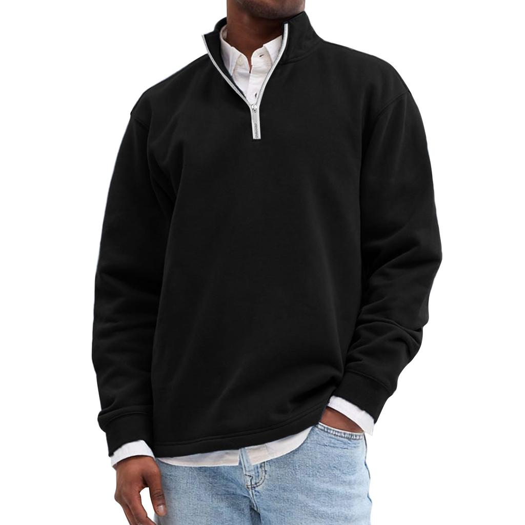 Men's Color Half Zip Stand Collar Sweatshirt Men's Sports Large Size Casual Sweatshirt