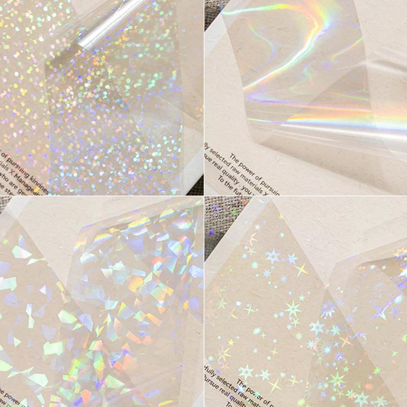 6/10 Rolls Laser Starry Sky Transfer Foils Aurora Glass Paper Foil Nail Sticker For Gel & Cat Eye Polish Transfer Decals DIY Nai