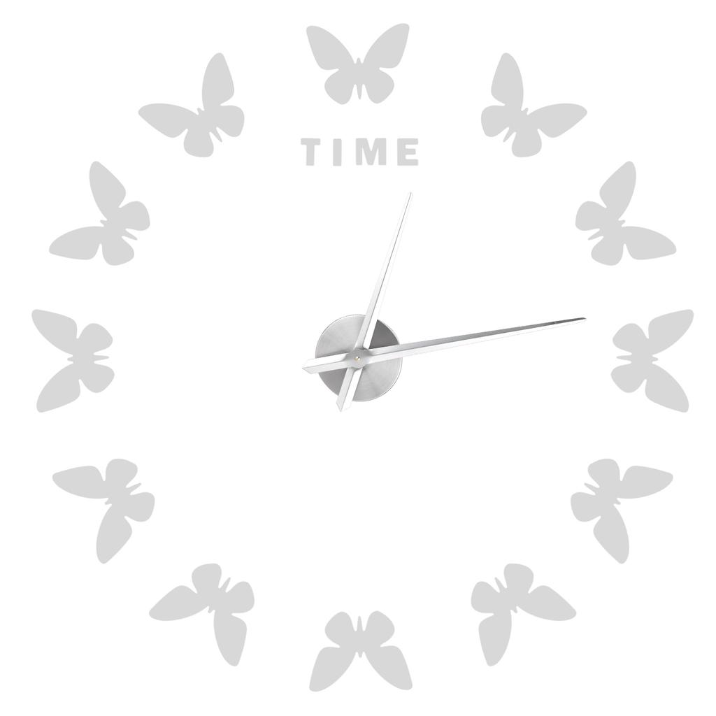 Große Wandaufkleberuhr Schmetterlingsform Innovation DIY Moderne Kunst WohnzimmerdekorationSilber