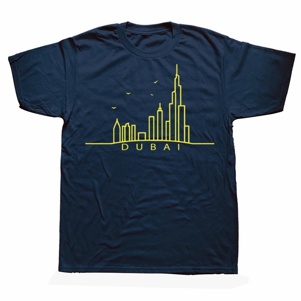 Funny Line Dubai Cityscape Classic Graphic T-shirts Men Women's Fashion Casual Tshirt 100% Cotton Loose Oversized T Shirt