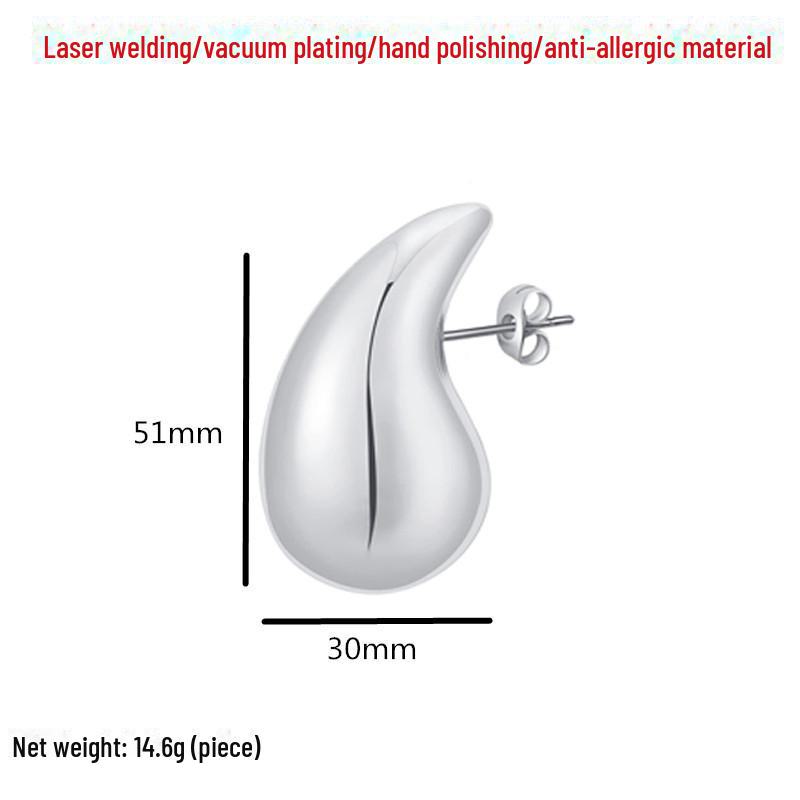 Gold-Plated Stainless Steel Oversized Teardrop Hoop Earrings - European & American Fashion for Women